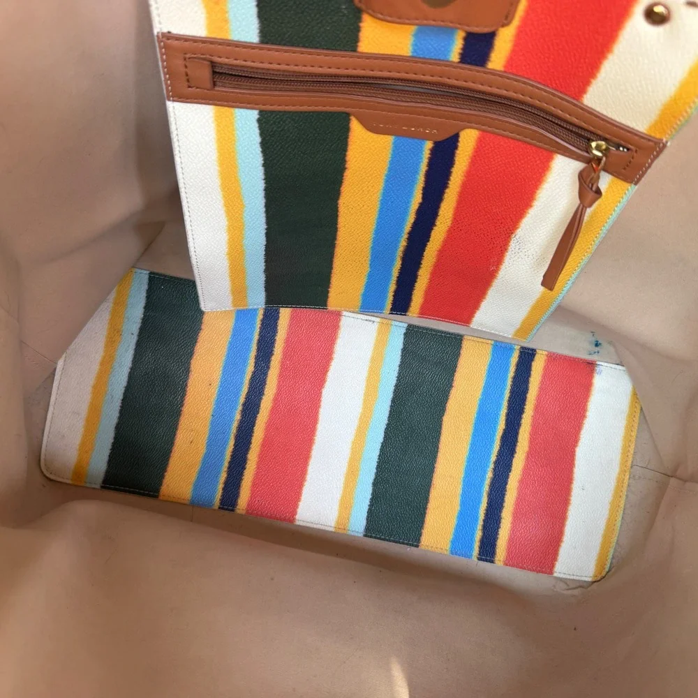Tory Burch Kerrington Square Balloon Stripe Tote Bag